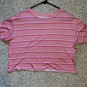 PINK XS Striped Crop Top